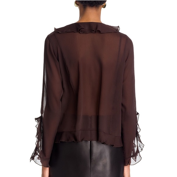 Lucy Paris Women’s V-Neck Ruffle Blouse - Picture 4 of 12